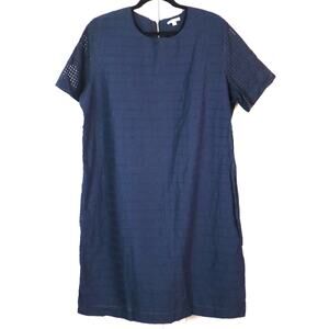 GAP Cotton Navy Blue Dress Eyelet 14 TALL Sheath Sundress Summer Vacation Casual